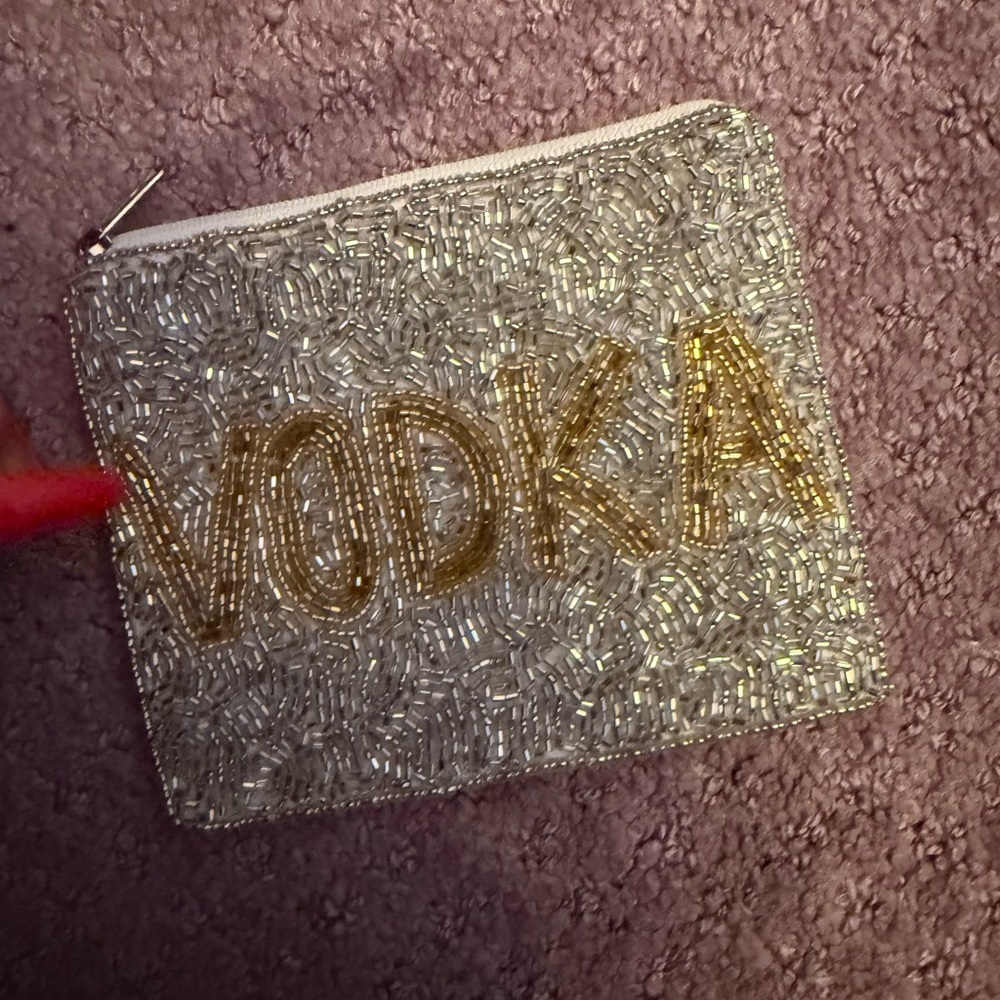 Beaded Silver and Gold vodka Pouch